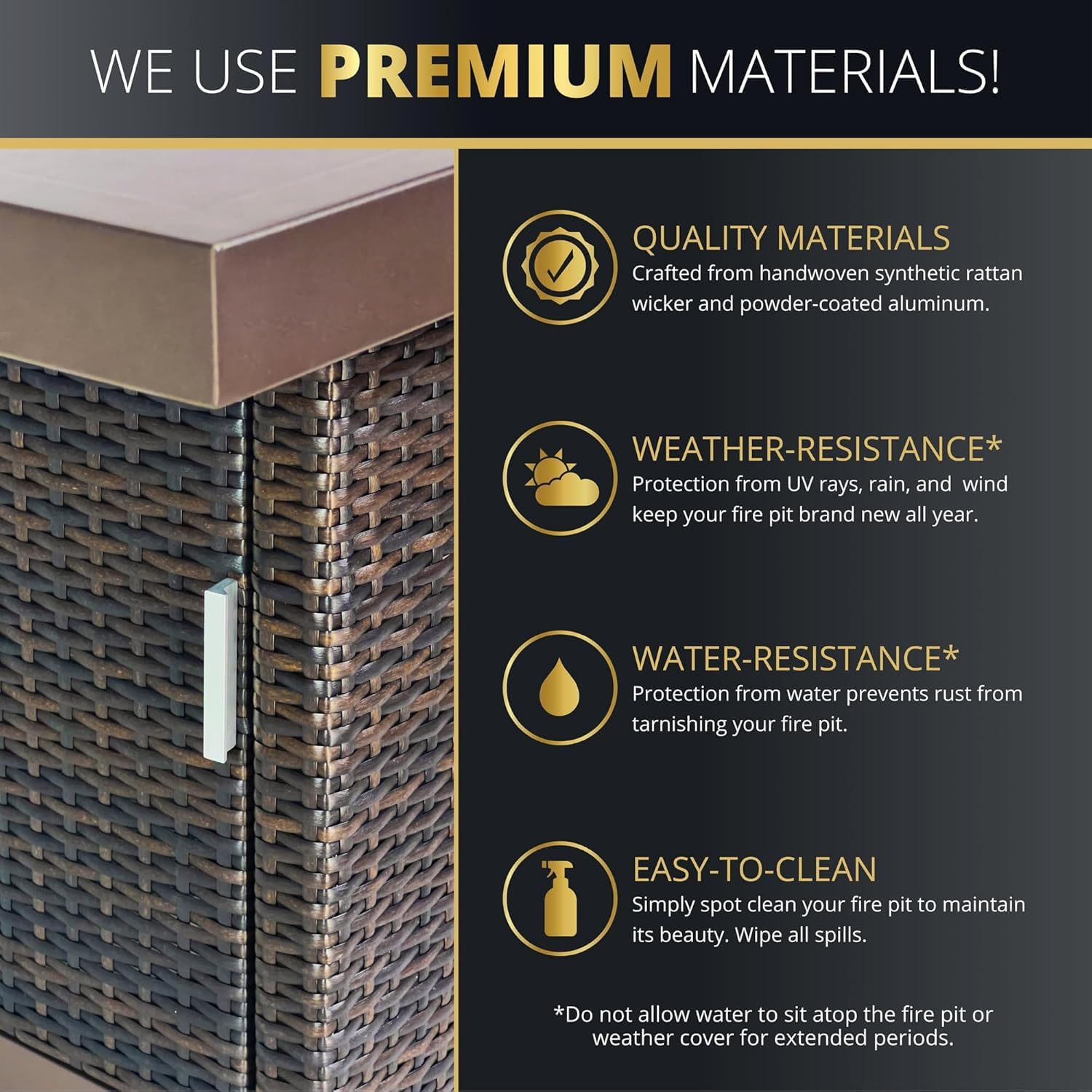 52 inch Outdoor Propane Fire Pit Table 50,000 BTU Patio Firepit Outdoor,Rectangle Fire Table with Lid, Aluminum Tabletop, Rattan Wicker, Auto-Ignition, Wind Guard (Brown)