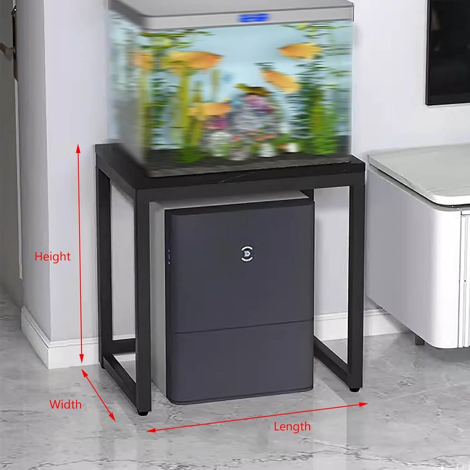 Generic Sweeping Robot Storage Rack, Floor-standing Living Room Fish Tank Rack Base Small Apartment Sofa Side Table Water Dispenser Square Table(Natural,19.7x15.7x20.9in)