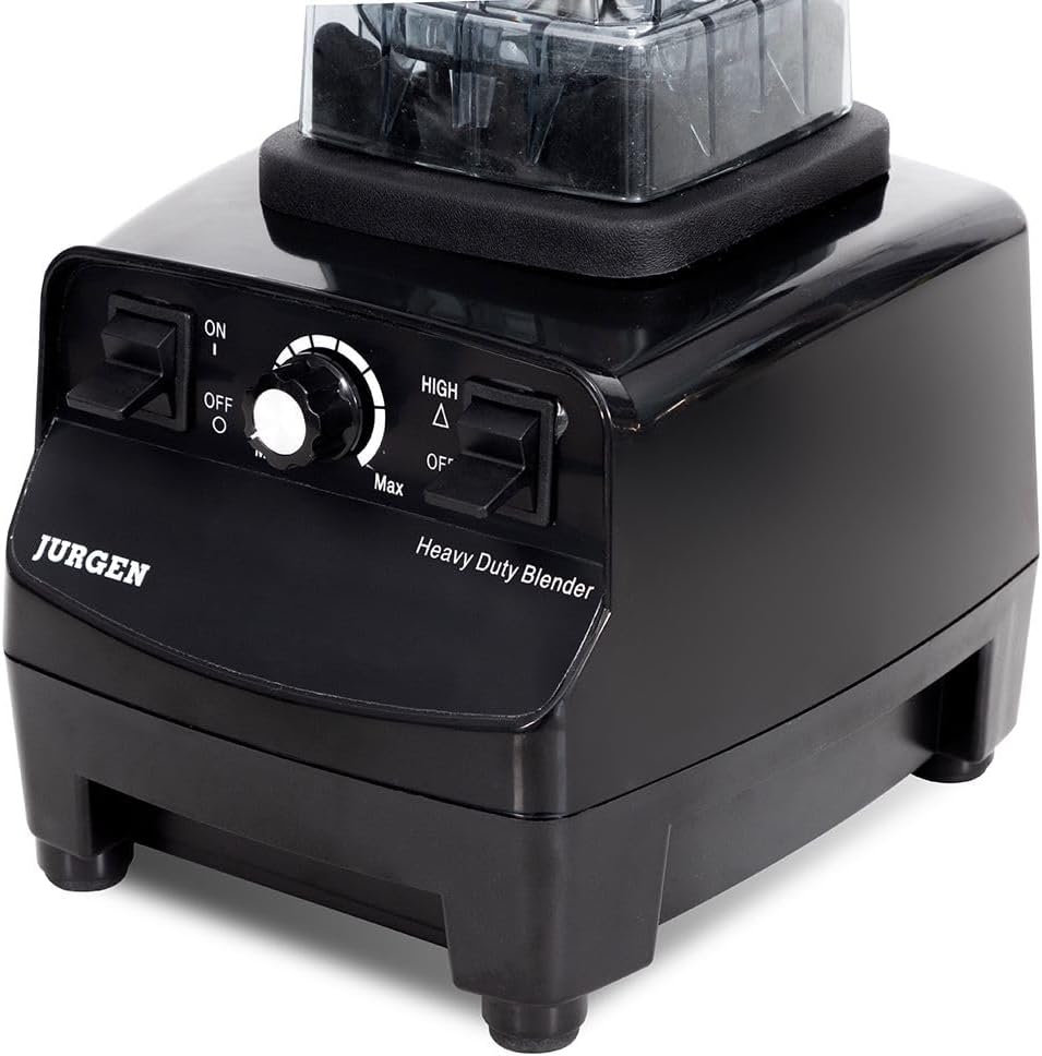 JURGEN BM-2000 Heavy Duty Commercial Blender with 68 Oz BPA-Free Jar, Variable Speed Control, Stainless Steel Blades for Smoothies, Juices, Soups, Ice Crushing, Black