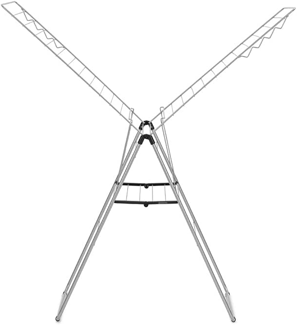 Brabantia HangOn Laundry Drying Rack (82ft / Metallic Gray) Compact, Foldaway, Adjustable Indoor Stainless Steel Clothes Horse