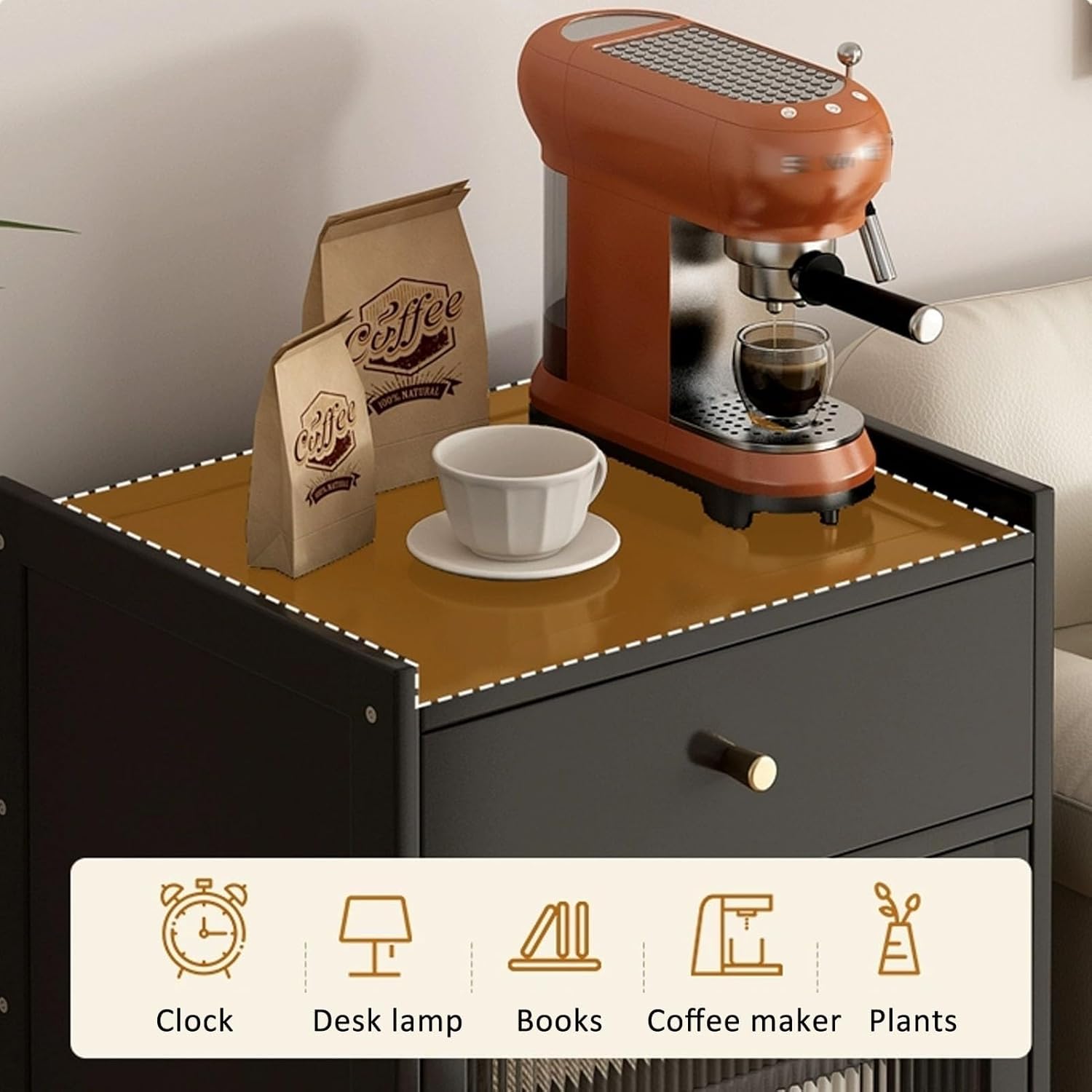 Vacuum Cabinet Storage, Robot Cleaner Storage Rack Furniture to Hide Robot Vacuum for Living Room, Bedroom, Side Table, Easy to Clean(Natural)