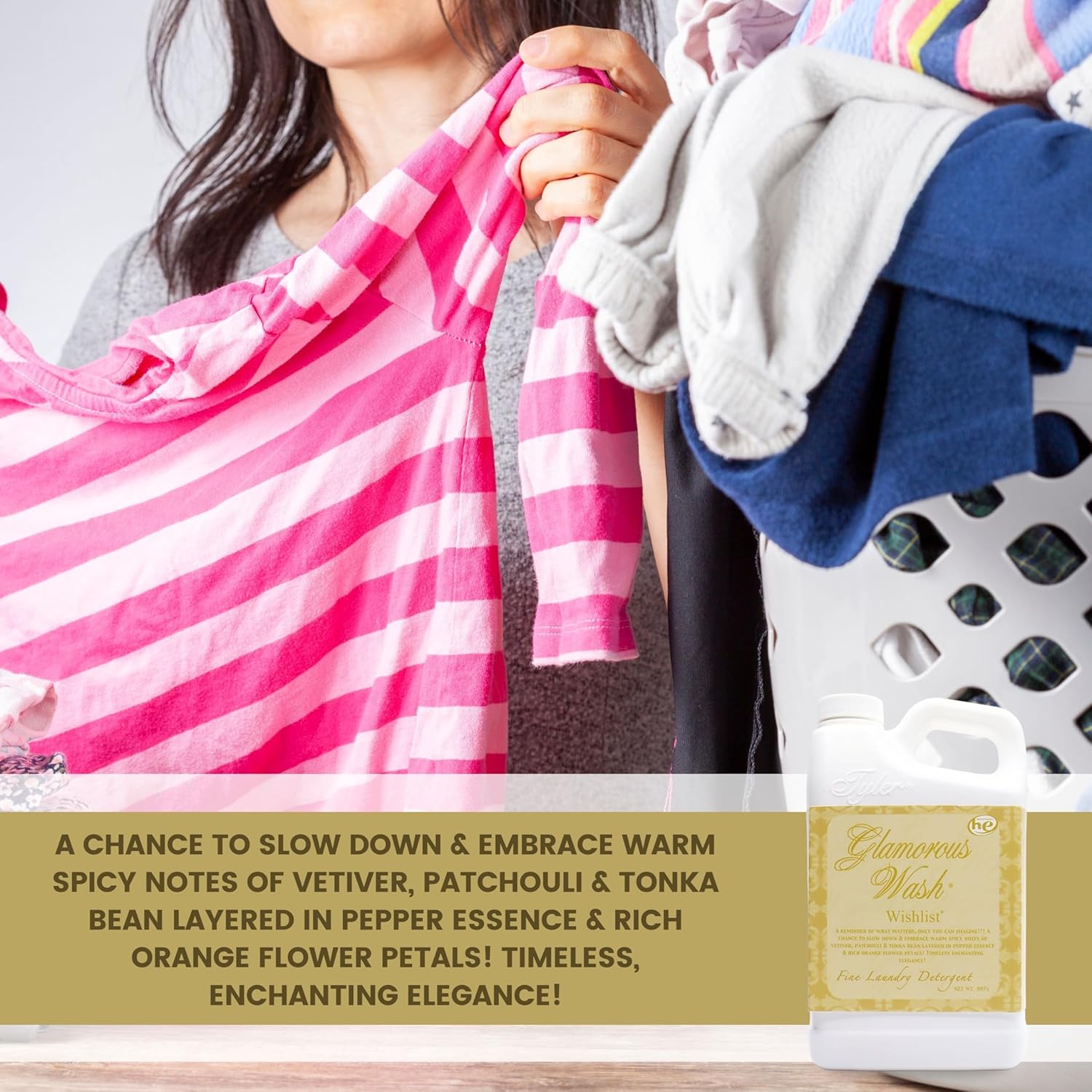 Worldwide Nutrition Bundle: Tyler Candle Company Glamorous Wash Wishlist Scent Fine Laundry Liquid Detergent - Hand and Machine Washable - 907g (32 Fl Oz) Container and Multi-Purpose Key Chain