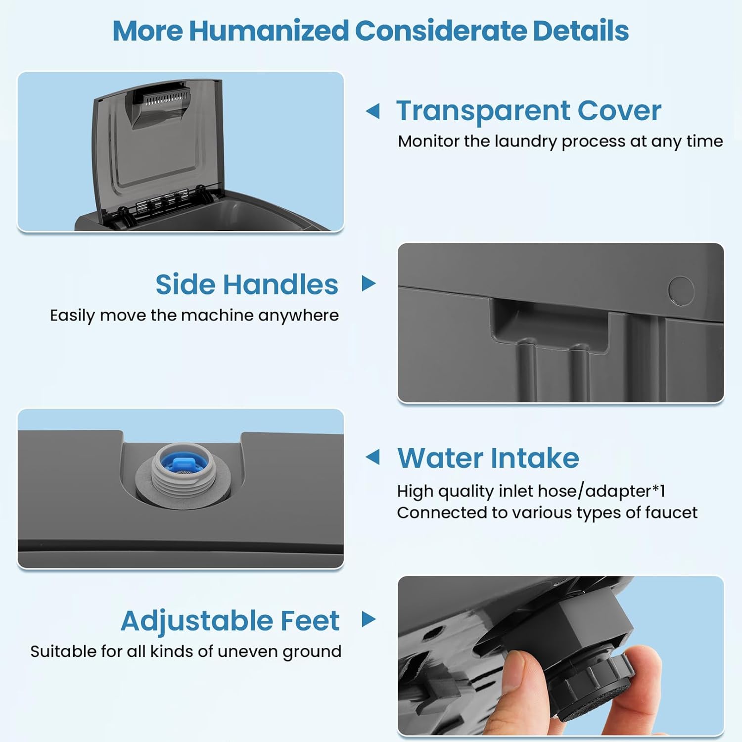 Nictemaw Portable Washing Machine 17.8Lbs Portable Washer with Drain Pump, 2.4 Cu.ft Compact Washer Machine with 10 Programs 8 Water Levels, Compact Laundry Machine for Apartment, Home, Dorms, Rv