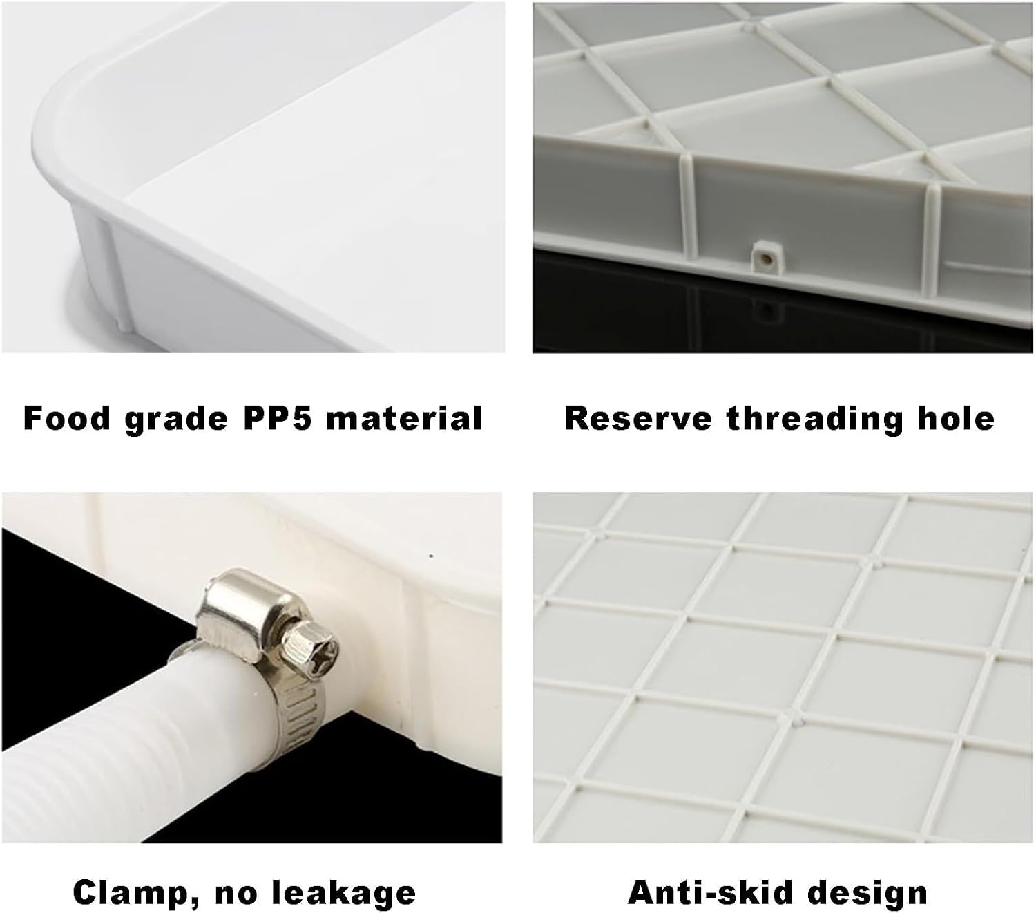 Plastic Drain Pan, Air Conditioner Condensate Drip Pan with 200cm/78.8in Drain Hose, Suitable for Indoor/Outdoor Split Air Conditioners(91.5 * 45 * 3cm/45 * 17.7 * 1.2in)