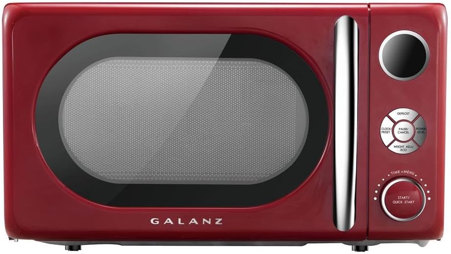 Vintage Inspired Compact Microwave 6 Levels of Power Glass Turntable