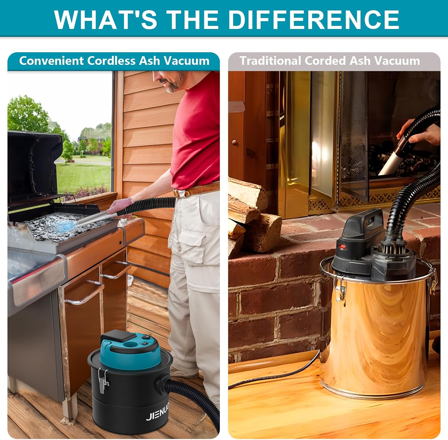 Cordless Ash Vacuum Cleaner Compatible with Makita 18V Battery, 4 Gallon Portable Ash Vac with Filter Clean, Blow Function for Pellet Stoves, Fireplaces, and BBQ Grills(Battery is not Included)