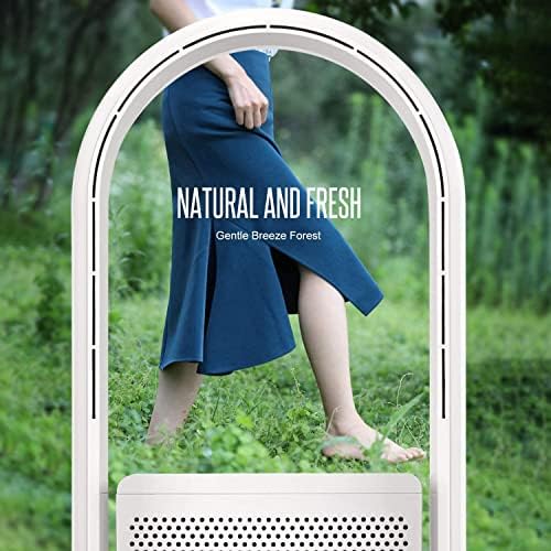 ULTTY Bladeless Tower Fan with Air Purifier, 90° Oscillating Bladeless Fan with Remote, Touch, 8H Timer, Floor Fans for Bedroom Whole Room Home Office R021, White