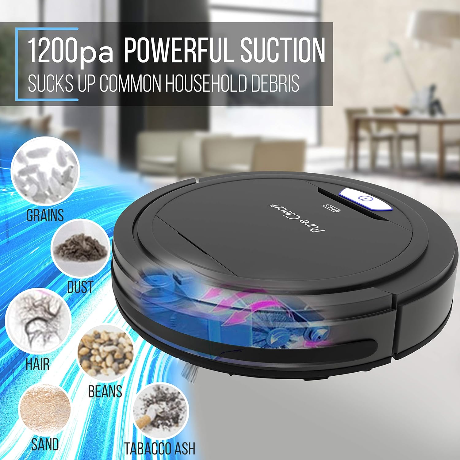 SereneLife Robotic Vacuum Cleaner - Robotic Auto Home Cleaning for Clean Carpet Hardwood Floor - Bot Self Detects Stairs - Air Filter Pet Hair Allergies Friendly
