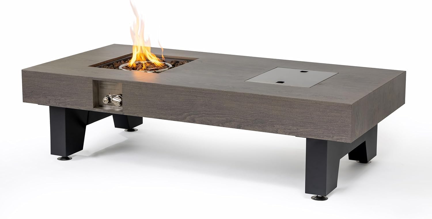 Propane Fire Pit Table, Outdoor Gas Firepit, Smoke-Free Rectangular Fire Table for Garden Patio Porch Backyard, Large Fire Pit Table (Grey, 54-inch)