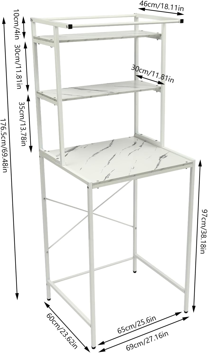 3 Tiers Over The Washer and Dryer Storage Shelf, Wooden Washing Machine Storage Shelf Bathroom Shelves Freestanding Laundry Drying Clothes Racks for Laundry Room