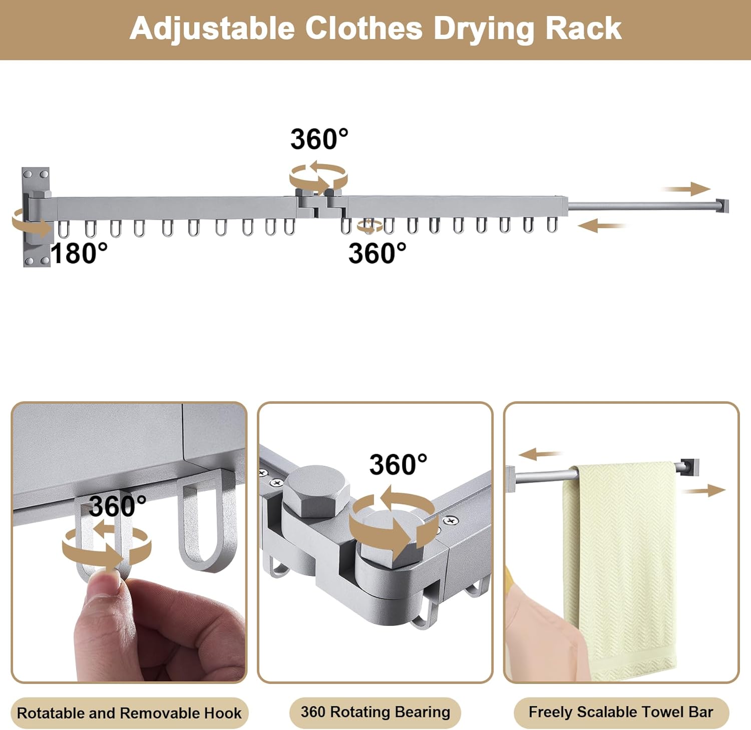 Bakala Clothes Drying Rack, Laundry Drying Rack Foldable, Heavy-Duty Space Saving Hangers, Wall Mounted Clothing Racks for Laundry Room Organization, Folding, Retractable 64