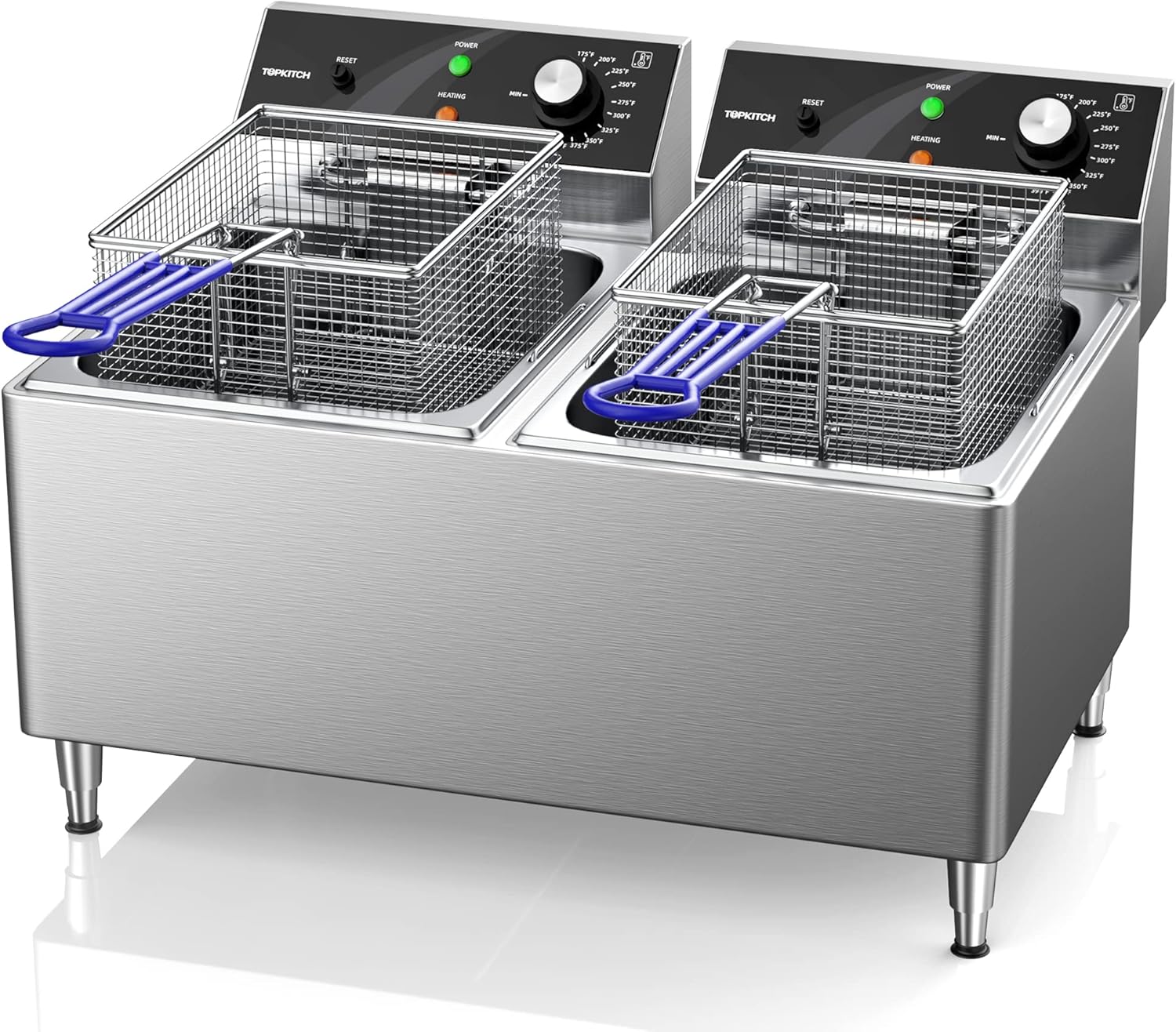 Deep fryer Commercial Deep Fryer 12L x 2/25.4QT Dual Tank Electric Deep Fryers with Basket Electric Countertop Fryer for Restaurant with 2 Frying Baskets, 3300W x 2, 240V Two 6-15 Phase Plugs