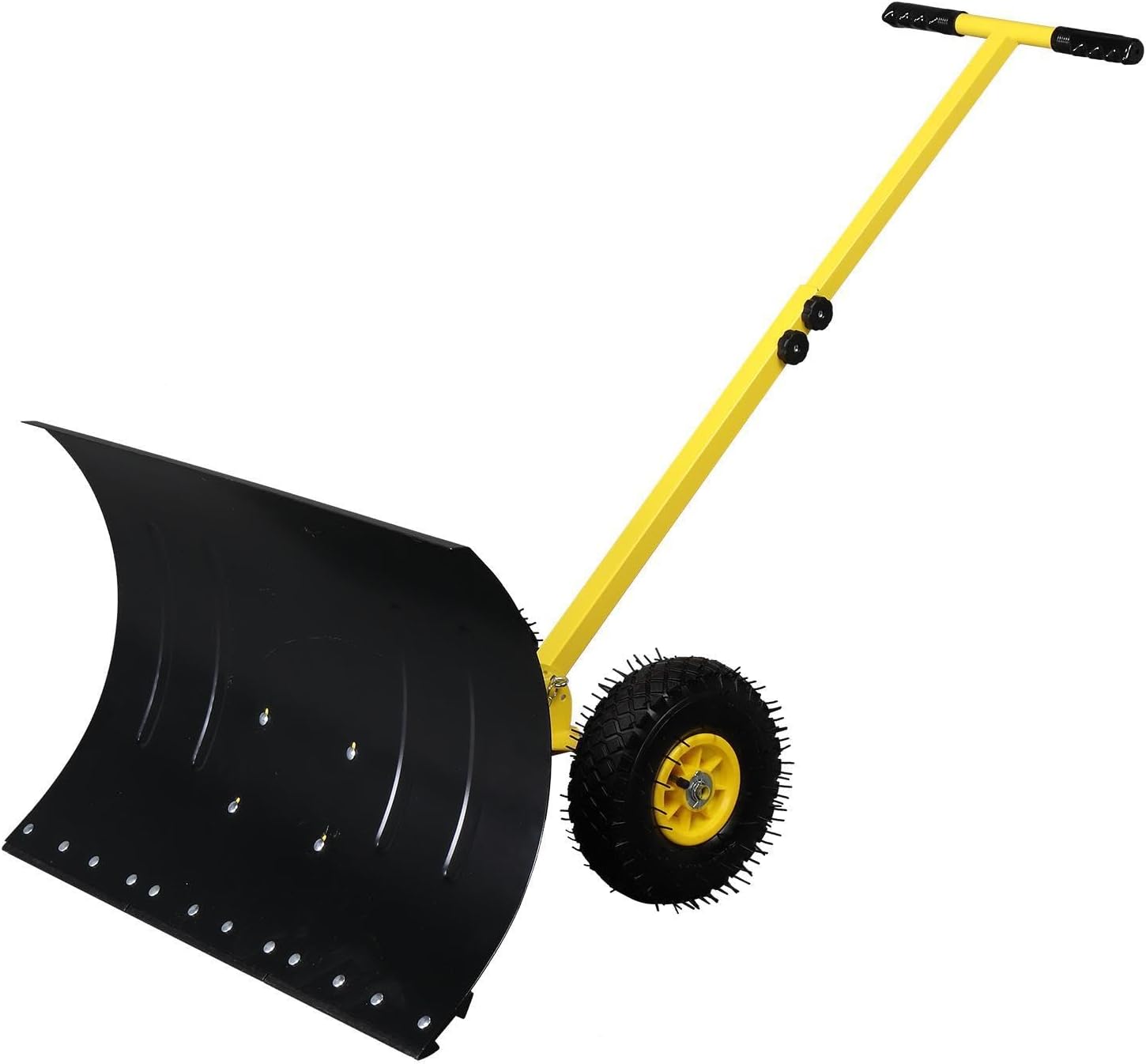 Snow Shovel with Wheels Heavy Duty Rolling Adjustable Snow Pusher Snow Removal