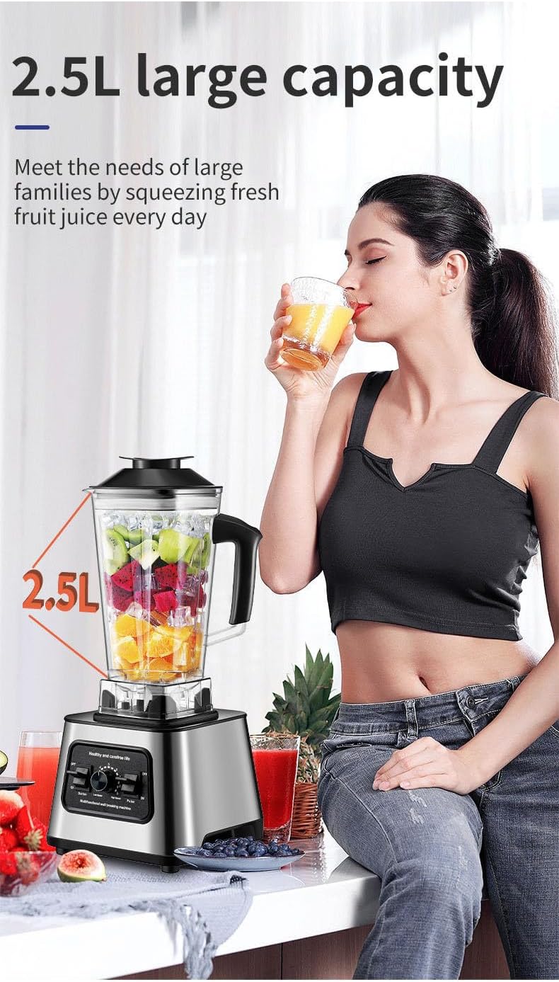 2.5L Fully Automatic Blender, 2-in-1 Household Kitchen Ice Crushing Juicer, Multi-Functional Intelligent Mixer