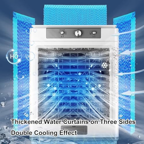 Swamp Cooler, Evaporative Air Cooler, 75L Large Capacity Water Tank, Outdoor Air Conditioner, 3 Speed, 5 Ice Boxes, for Indoor & Outdoor Garage, Patio, courtyard, factory Workshop