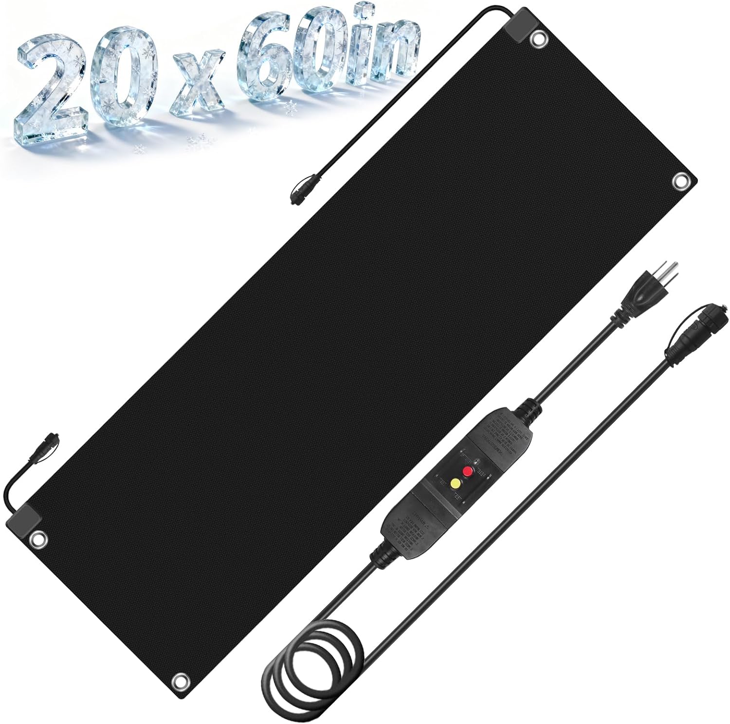 20x60in Heated Snow Melting Mats,No-Slip Rubber Heated Outdoor Mats,Snow and Ice Melting Mats for Winter Outdoor Stairs,Steps,Doorways,Walkways,Driveway,3 in/h Melting Speed