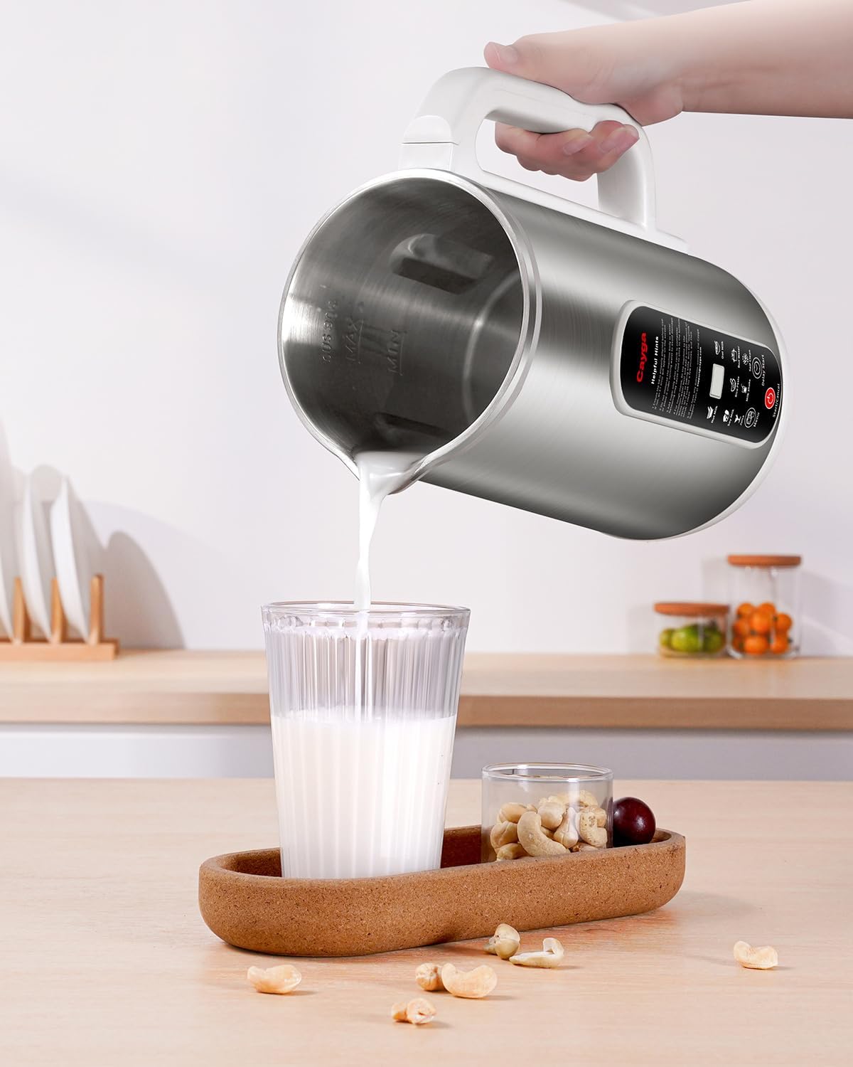 40oz Nut Milk Maker Machine Stainless Steel Soy Milk Maker Homemade Almond, Oat, Juice, Coconut, Plant-Based and Non-Dairy Beverages with Self Clean, Boil Water, Delay Start, Keep Warm