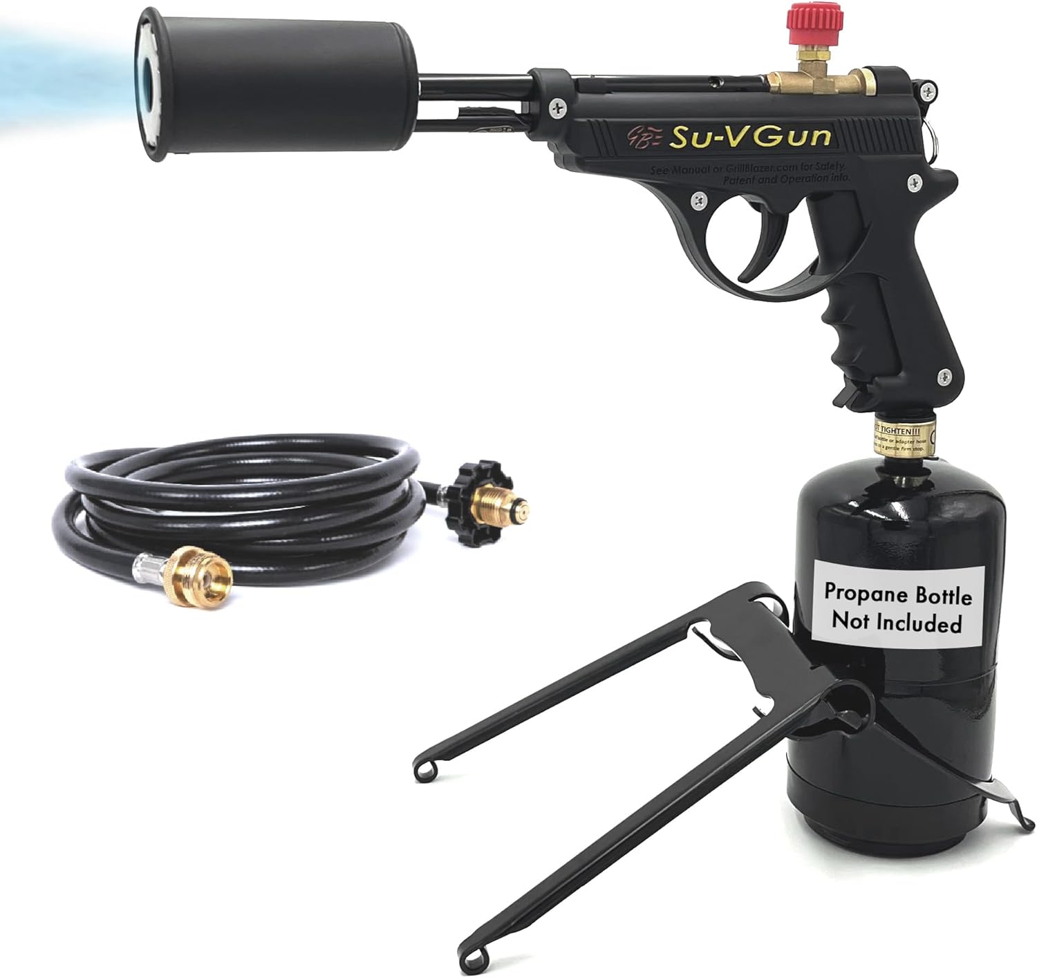 Grillblazer Su-VGun Propane Torch with Hose – High Power 240,000+ BTU Flame Thrower Gun for Instant, Steak Searing, Charcoal Ignition, Backyard BBQ, Campfire, Outdoor Cooking – Handheld Blowtorch