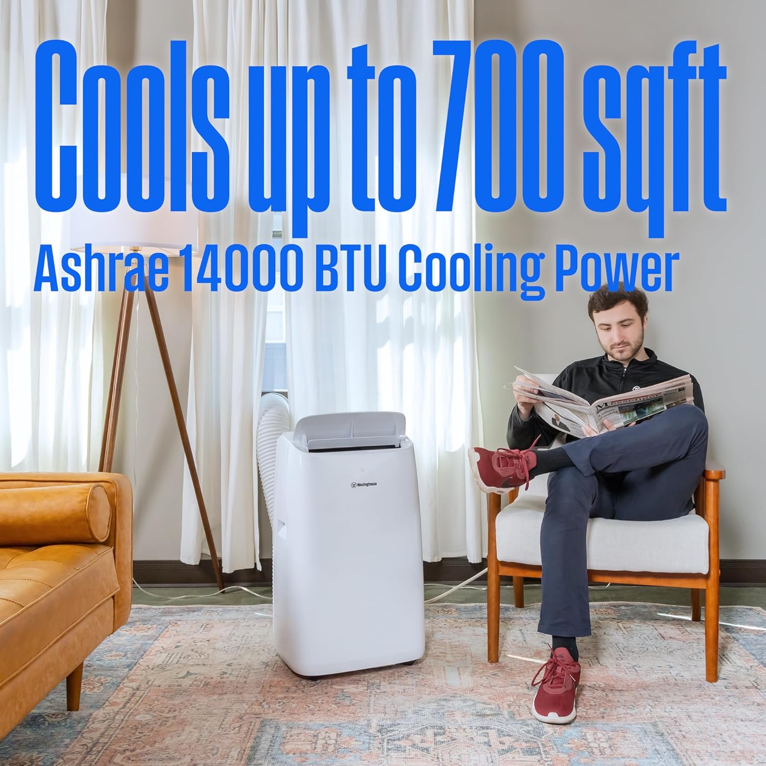 Westinghouse 14,000 BTU Air Conditioner with Heat Mode, Cools 700 sq. ft., WiFi Enabled, Remote Controlled, Dehumidifier, 3-Speed Fan, Programmable Timer, Window Kit