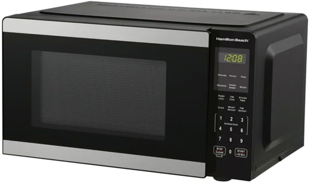 Hamiilton_Beach 0.9 Cu ft Countertop Microwave Oven, 900 Watts, Stainless Steel, New
