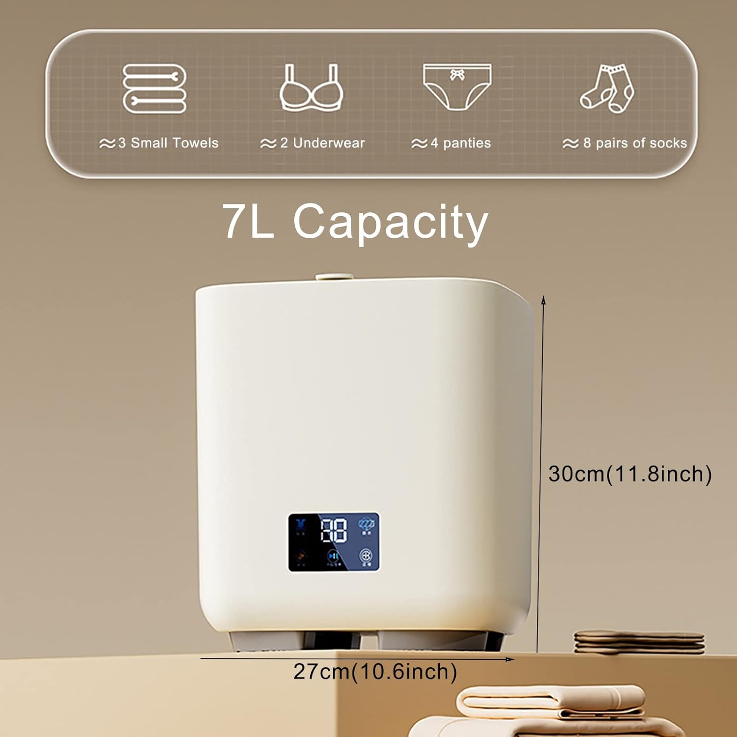 2023 New Automatic Mini Washing Machine Portable Washer with Spin Dry and Blue Ray, 7L Small Laundry Washing Machine - Automatic Water Intake and Drainage (Color : Purple)