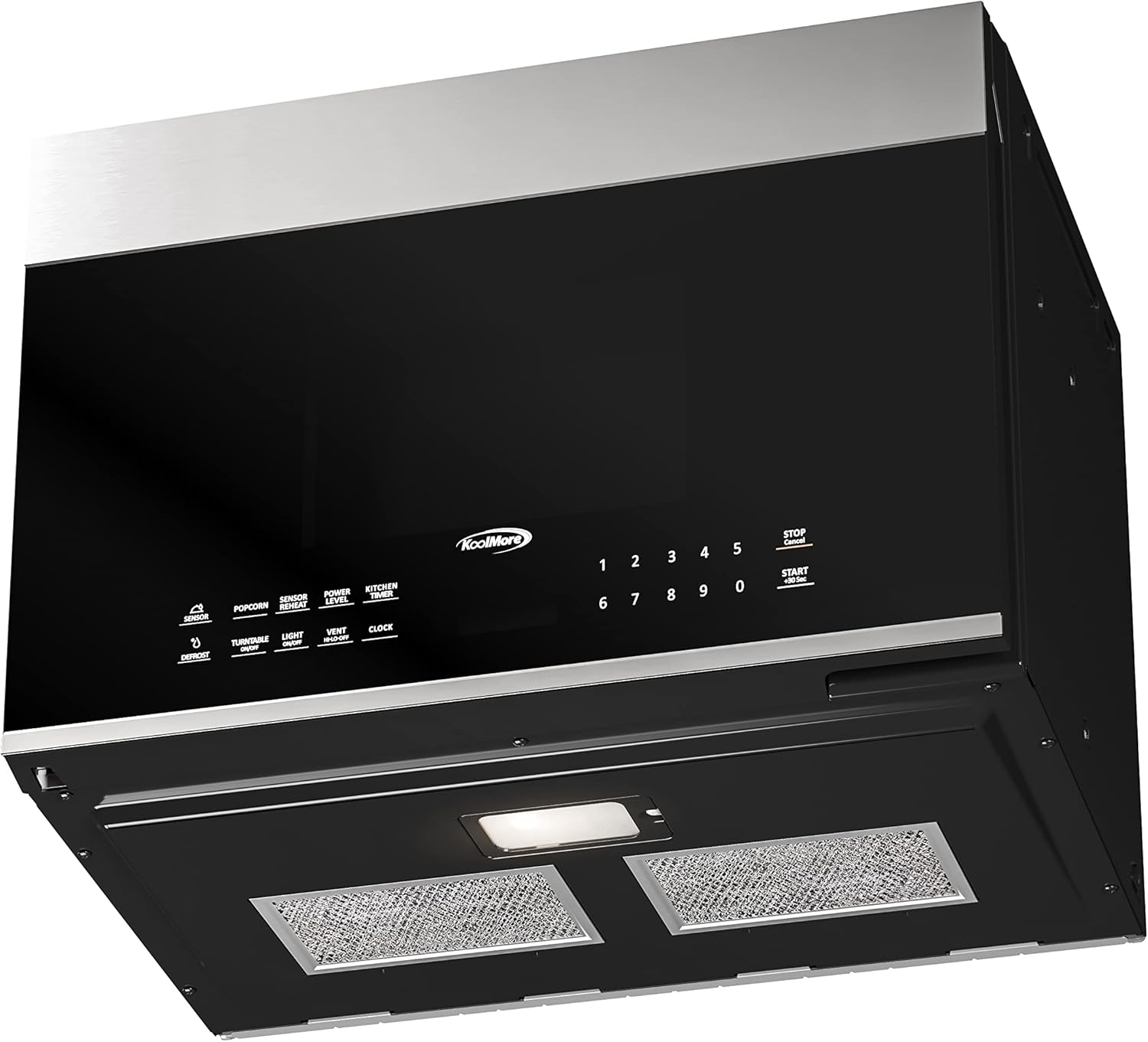 KoolMore 1.3 cu. ft. 24 inch Over The Range Stainless Steel Microwave (KM-MOT-OP1SS), 300 CFM Vent Hood Function, 1000W