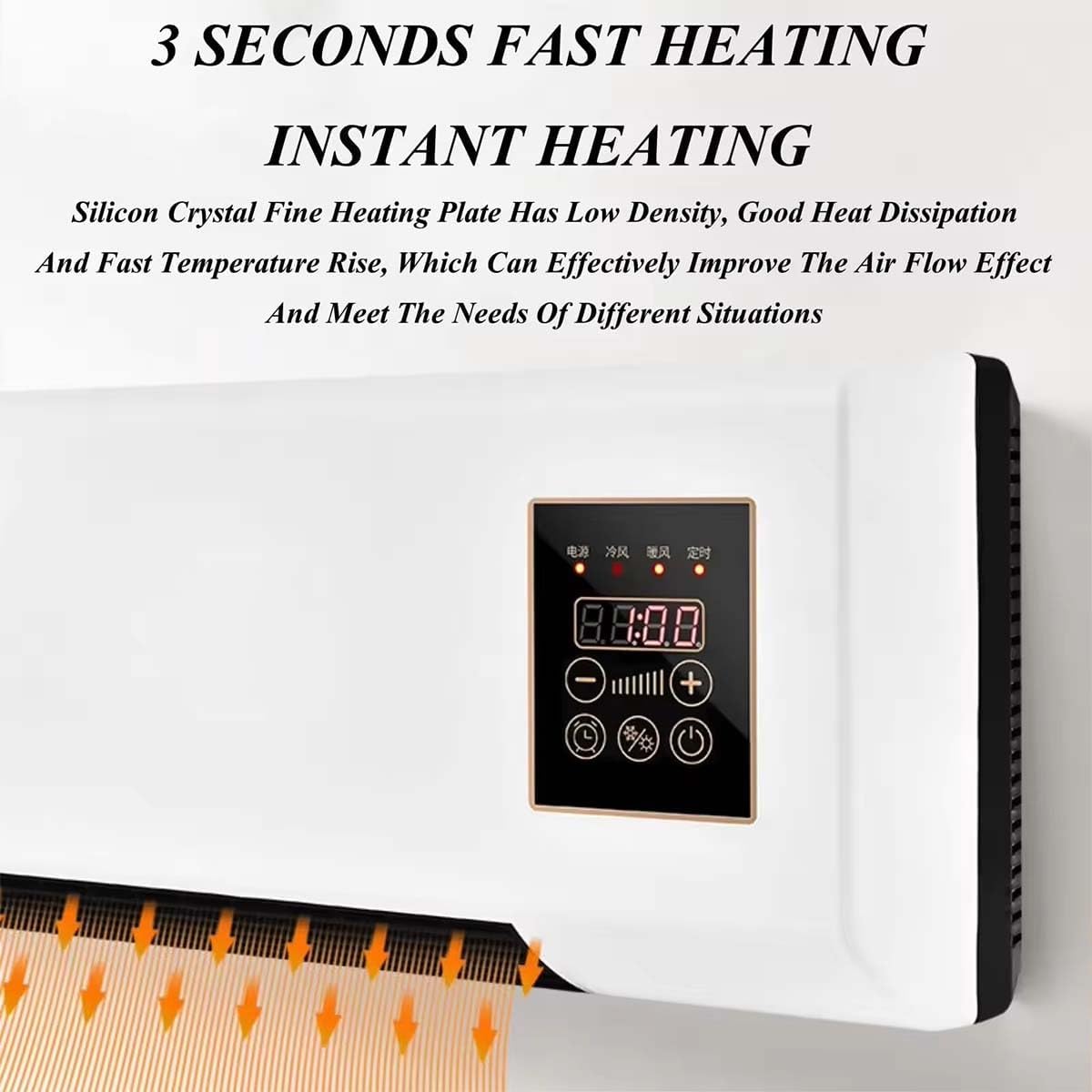 2 In 1 Wall Mounted Heating System, Cooling/Heating, Kitchen Wall Air Conditioner Fan, for Bathroom Office, RV Air Conditioner Heater and Fan Combo(Red)