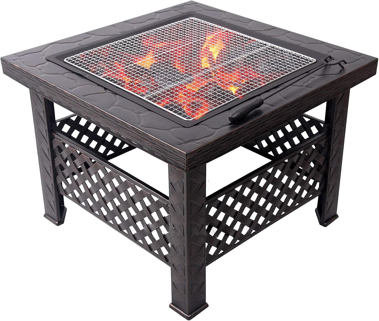 Outdoor Fire Pit Garden Wood Burning Fire Pit Bowl Terrace Metal Barbecue Table,Patio Patio Lawnrd Barbecue Party