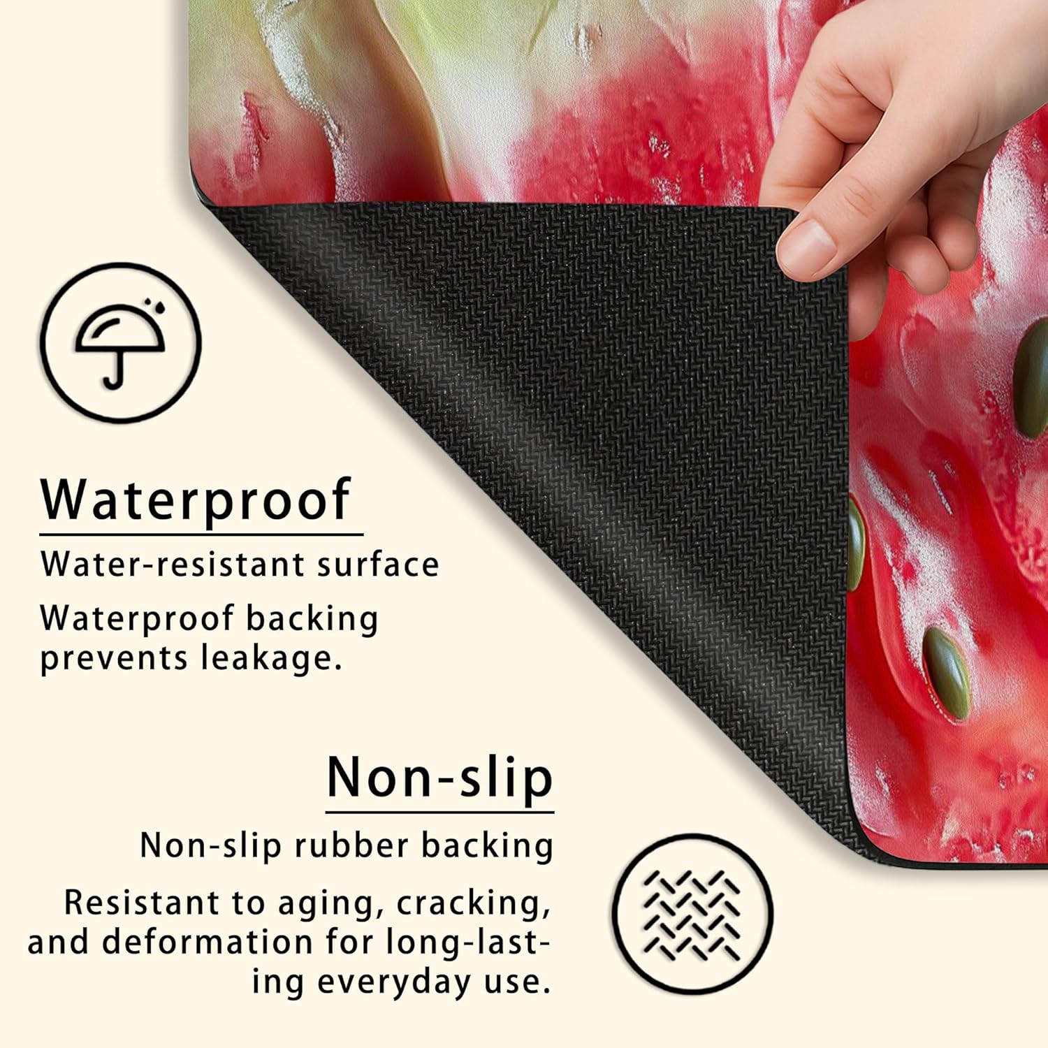 Watermelon Washer Dryer Top Protector Mat, Summer Refreshing Fruit Laundry Machine Dust Cover, Colorful Rubber Anti-slip Waterproof Washer And Dryer Mats for Laundry Room 24x24 Inch