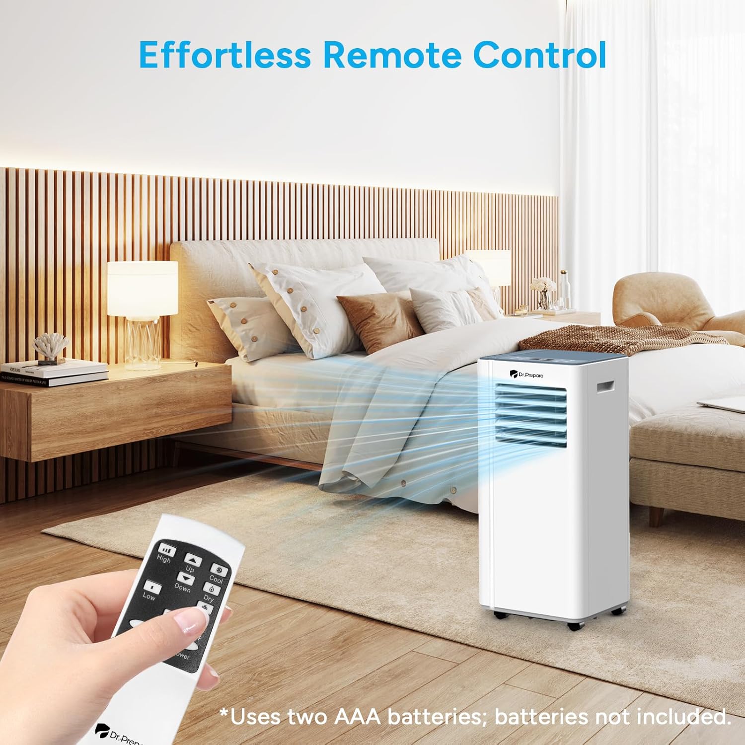 DR.PREPARE 8000 BTU Portable Air Conditioners, Cools Room Up to 350 sq. ft, 4 Modes AC Unit with Fast Cooling, Remote Control, 24H Times, Sleep Mode, Portable for Bedroom, Home, Office