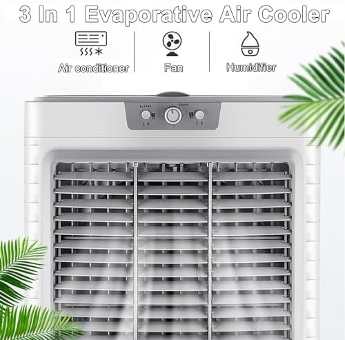Air Coolers for Home 3 in 1 Portable Air Conditioner with 3 Speed, Evaportive Air Cooler, Humidifier, Ventilator, 120° Oscillation(Size:102cm/55L)