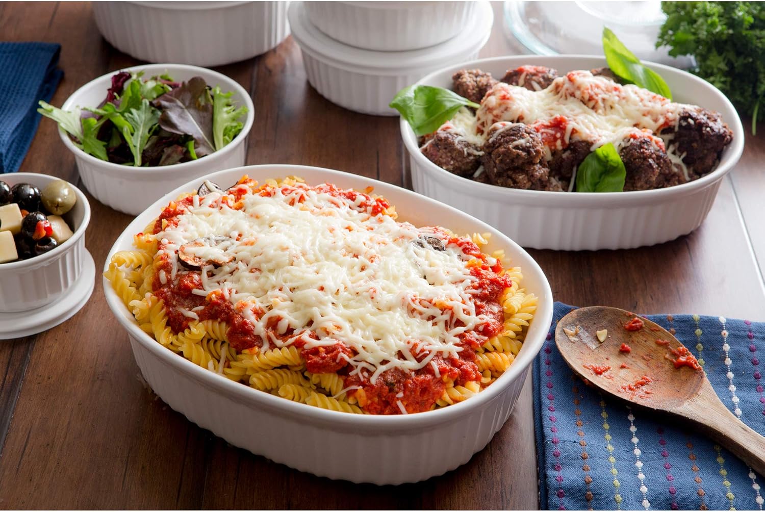 CorningWare French White 20-Pc Ceramic Bakeware Set with Lids Chip and Crack Resistant Stoneware Baking Supplies, Microwave, Dishwasher, Oven, Freezer and Fridge Safe