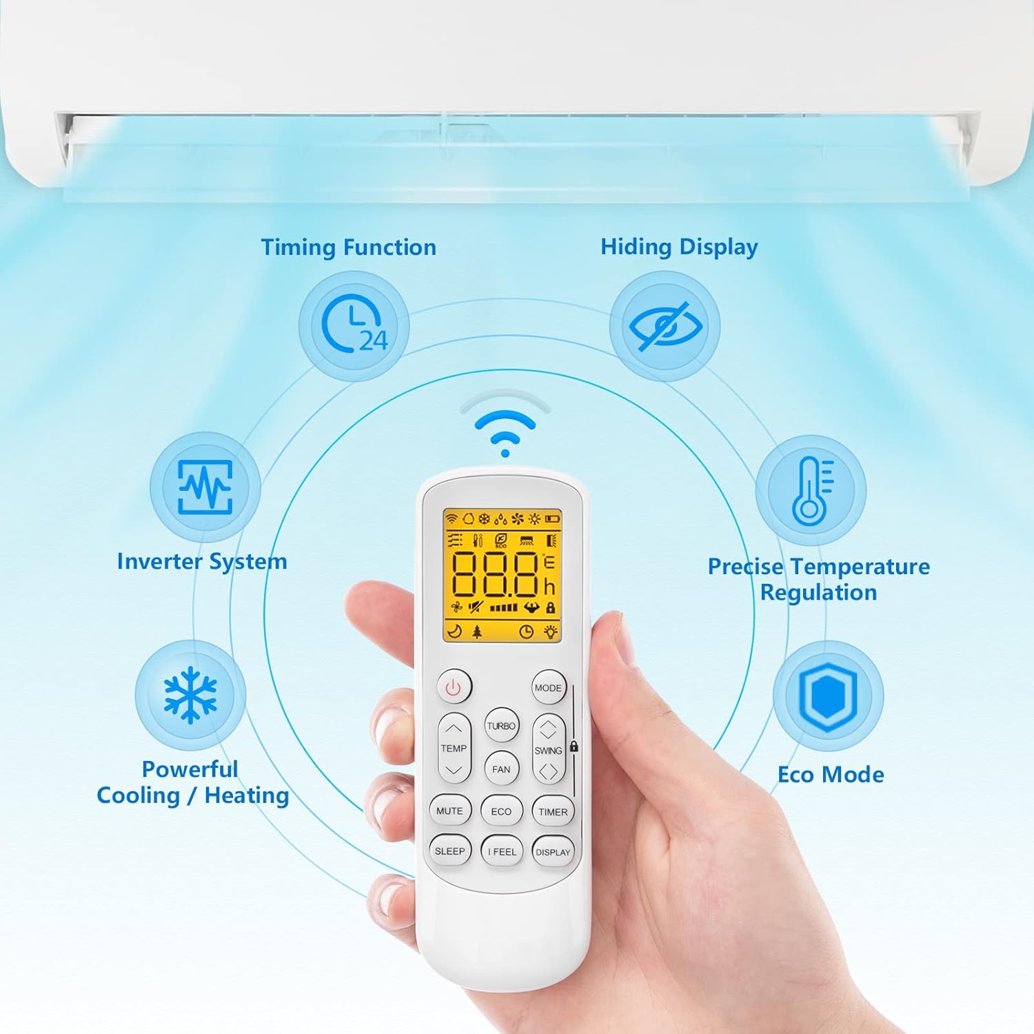 18,000 BTU Mini Split AC/Heating System with Inverter, 19 SEER 230V Energy Saving Ductless Split-System Air Conditioner with Pre-Charged Condenser, Heat Pump, Remote Control & Installation Kit