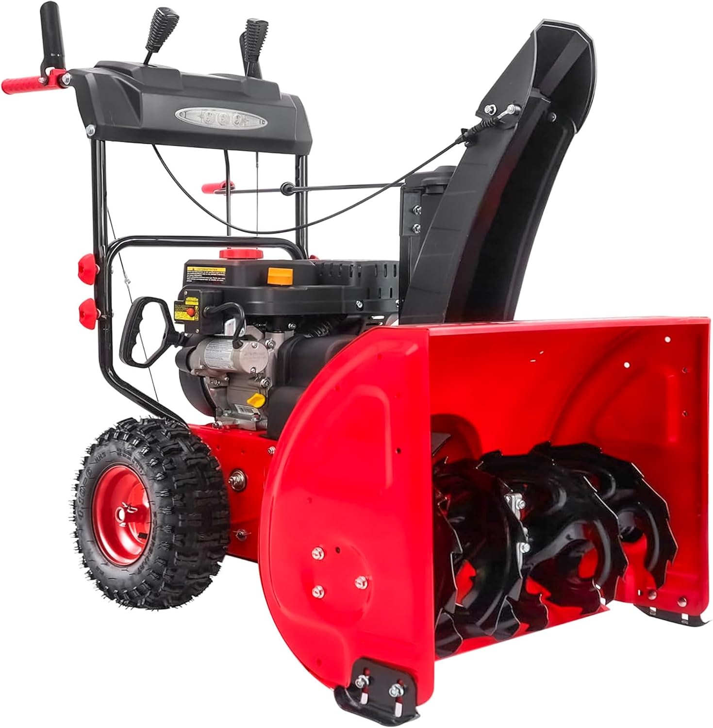 PowerSmart 24-Inch Two-Stage Self-Propelled Gas Snow Blower with 212cc Engine, Electric Start, 6 Forward/2 Reverse Speeds, and LED Lights