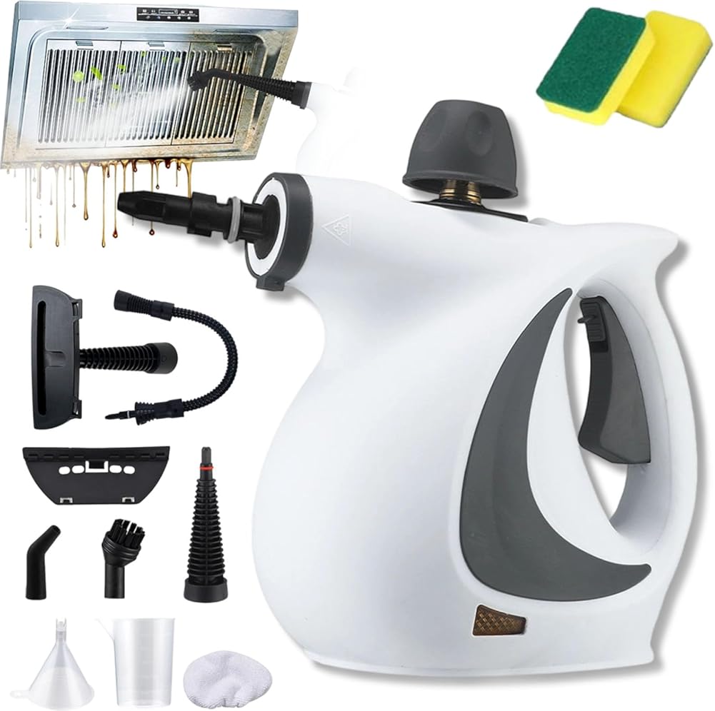 1050W Pressurized Handheld Steam Cleaner for Home, Portable Original Steamyclean Pro, Multi-surface Steamer for Upholstery, Car, Floor, Kitchen and More (White)