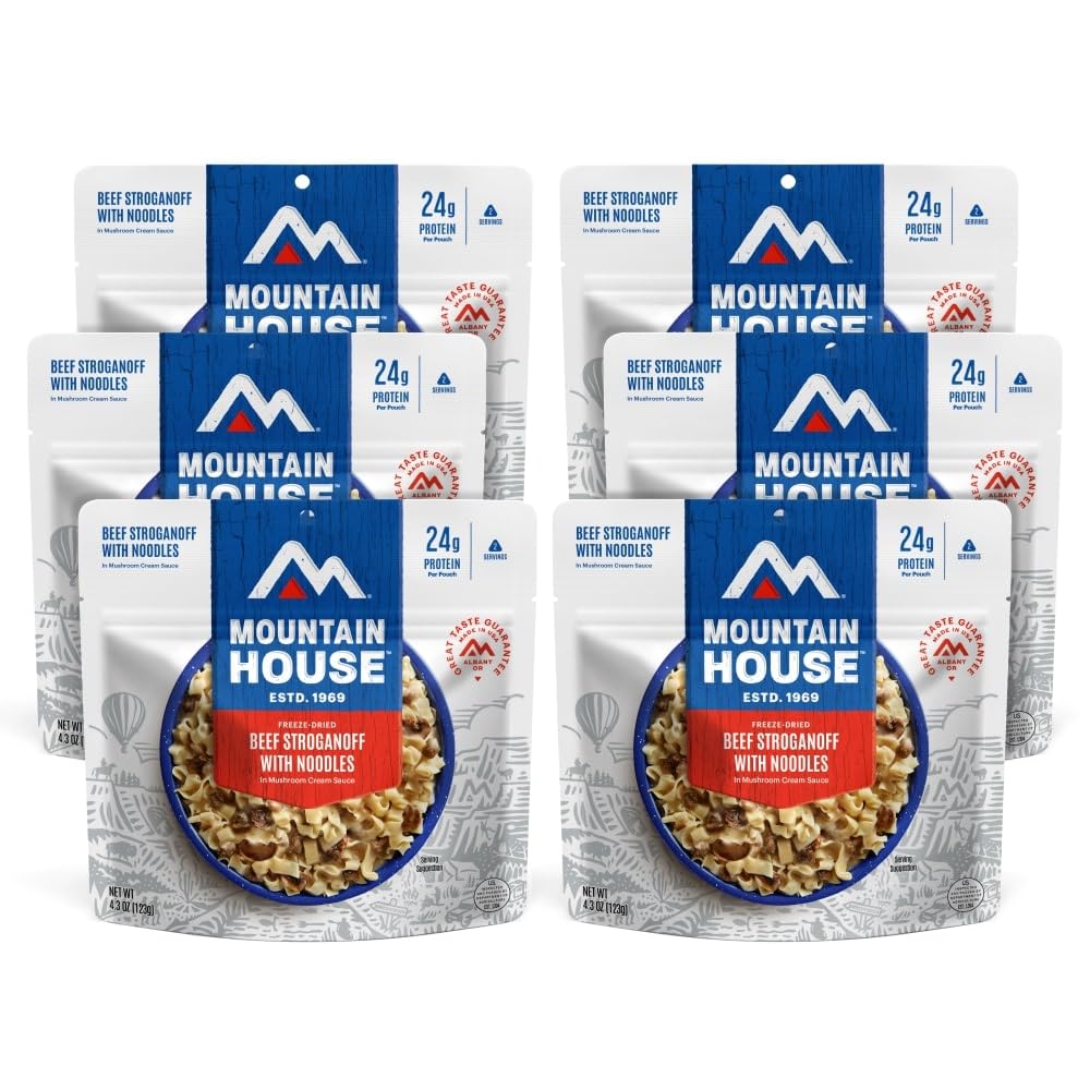 Mountain House Beef Stroganoff with Noodles | Freeze Dried Backpacking & Camping Food | 6-Pack