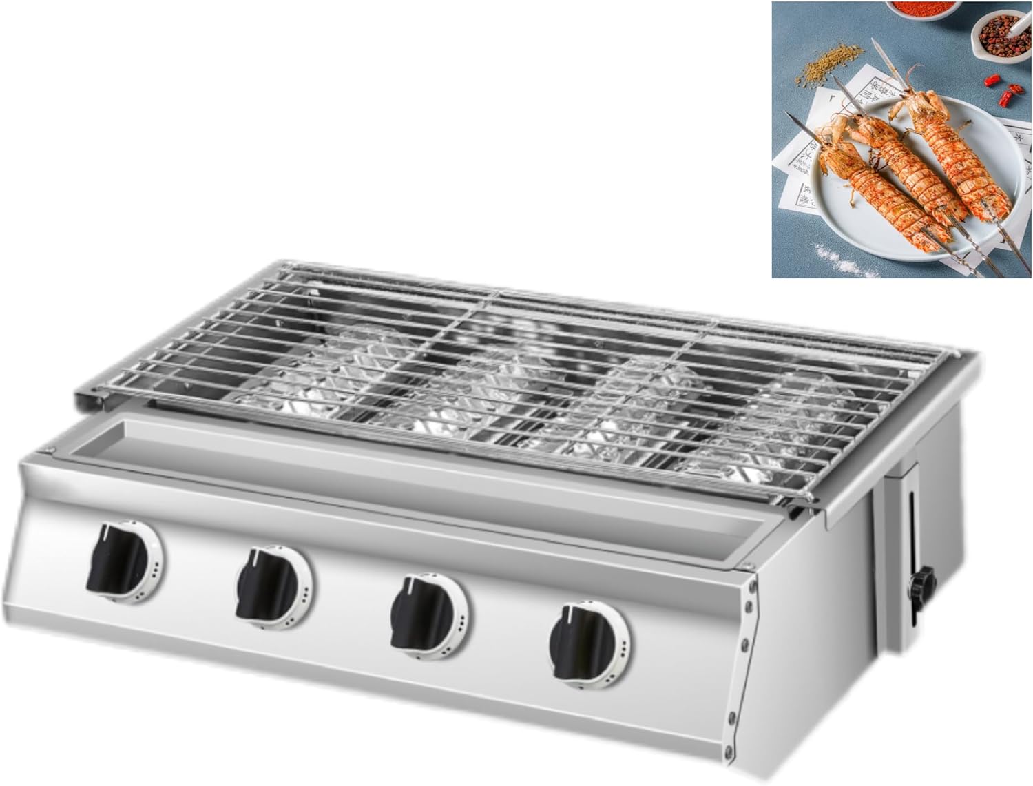 Premium 4 Burner Tabletop Gas Grill, Steel Surface, Outdoor Grilling, Eco-Friendly (GG-X4G)