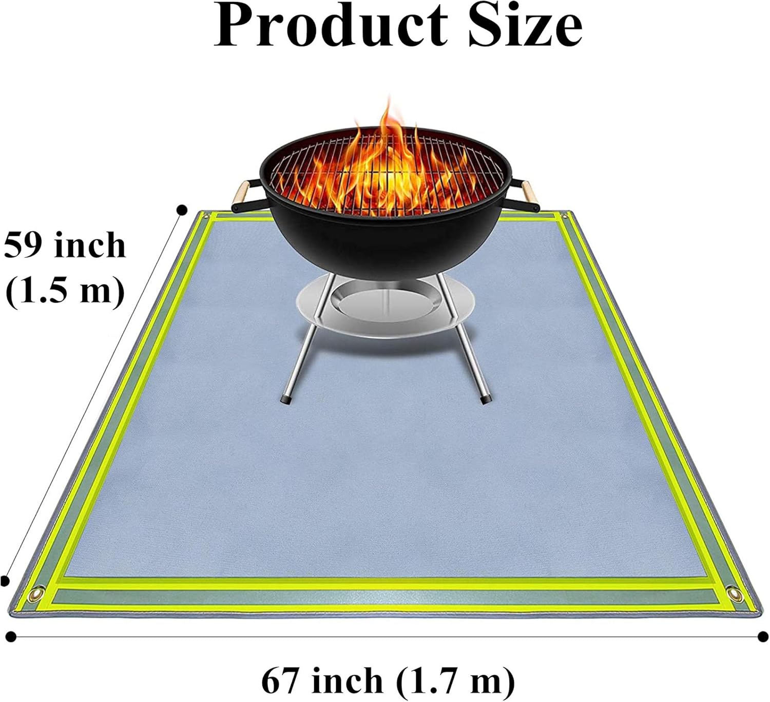 Fire Pit Mat, Grill Mat Deck Protector, Fire Pit Heat Resistant Mat, 3 Layers Fire Pit Pad Ember Mat, for Chiminea, Bonfire, Stove, Outdoor, Grass, Floor,59 * 67 inch /1.5 * 1.7m