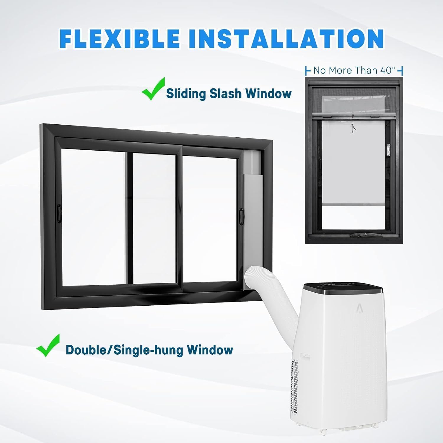 14,000 BTU Portable Air Conditioner, Portable AC Unit for Bedroom, Fast Cooling Quiet Air Conditioners Cools 750 Sq.Ft, 4 Modes & Window Kit, Sleep Mode, 24H Timer, Black&White Cover