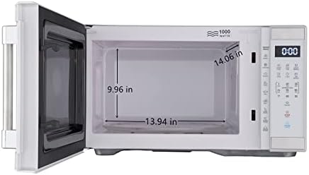 1.1 Cu. ft. 1000 W Mid Size Microwave Oven, 1000W, White Stainless Steel