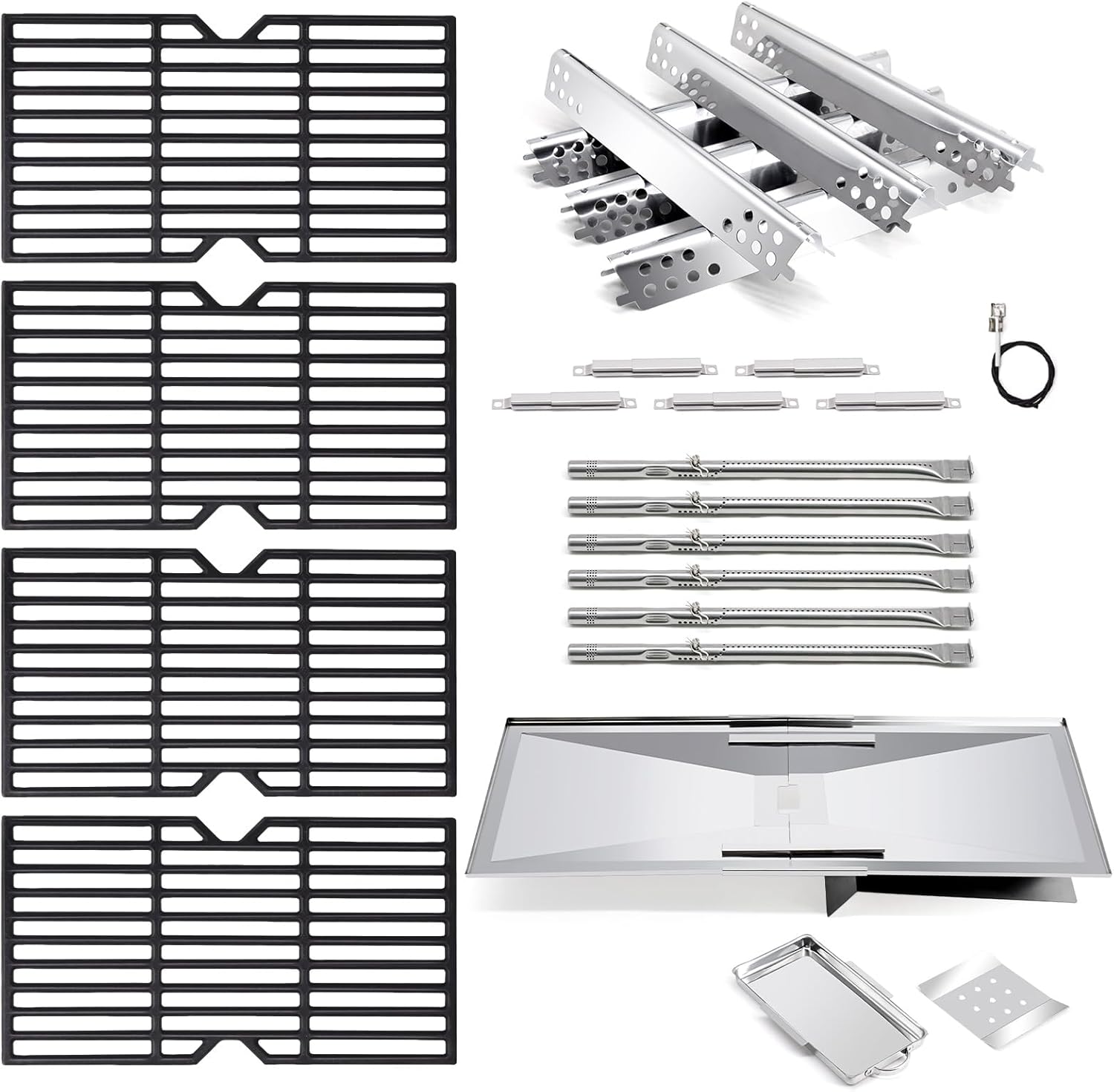 Adviace Replacement Parts for Charbroil 463240115 6-Burner Gas Grill, Grease Tray & Grates & Burner & Igniter & Heat Shield & Carryover Tubes for Char-Broil 463240115 Advantage Grill