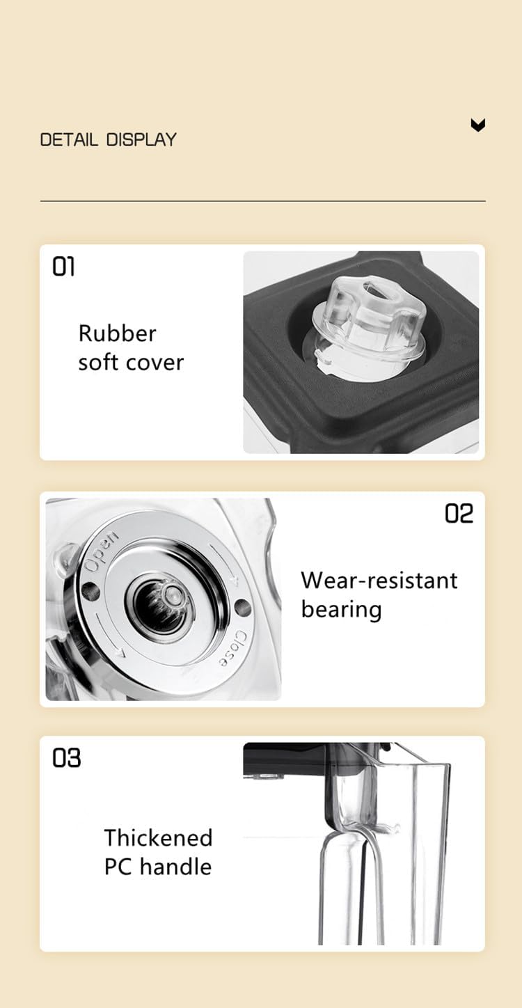 Professional Smoothie Blender, 2200W Commercial Blender, 17000RPM High Speed Blender with 5 Presets and Sound Enclosure, for Kitchen Milk Tea Coffee Dessert Leisure Shop