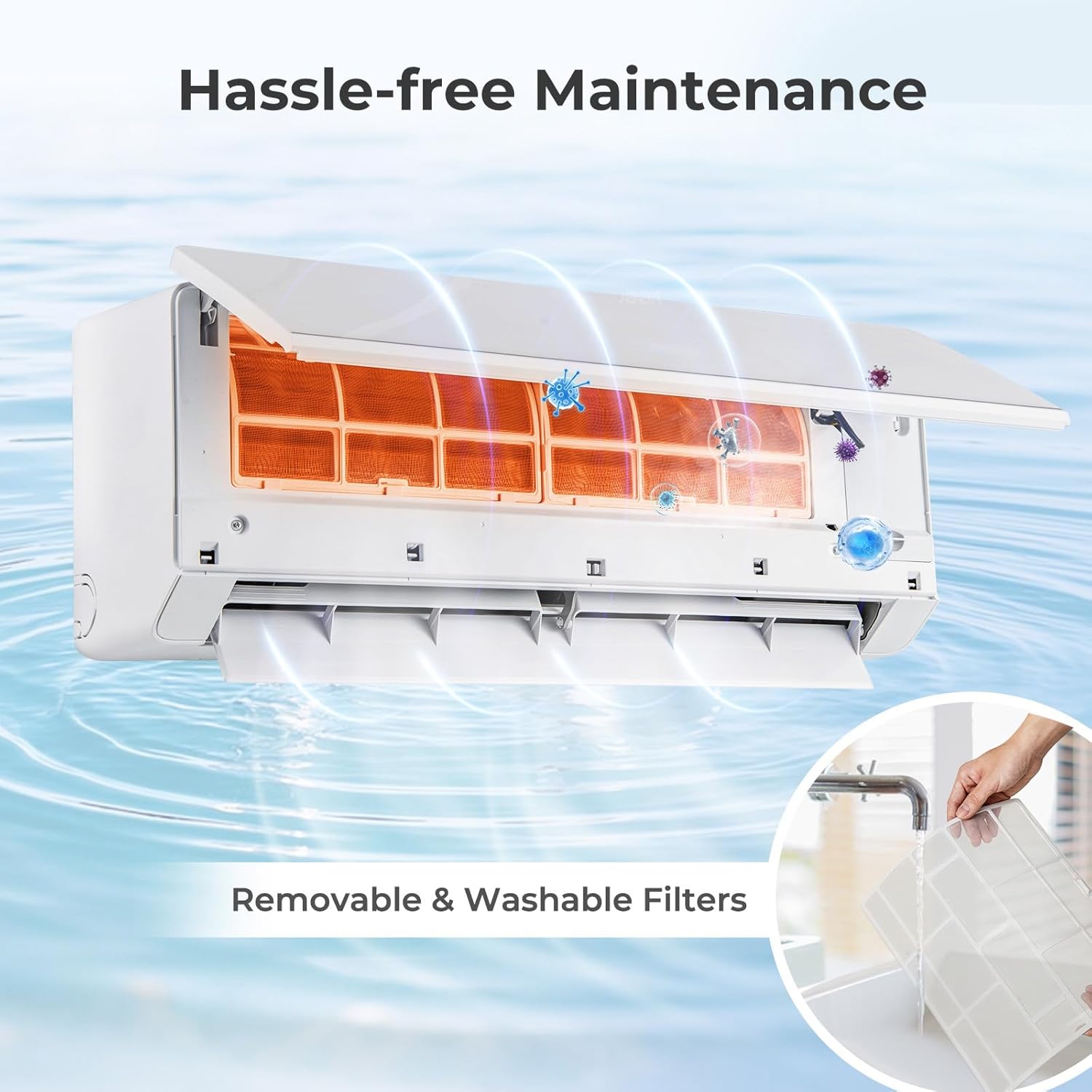 SIMOE 30000 BTU Quad 4 Zone, Installation Kit, Mini Split Air Conditioner, 23 SEER2, 7000+7000+7000+12000 BTU, Ductless, 208-230V, Wifi-Enabled Multi Zones Mini Split AC Heat Pump Full Set