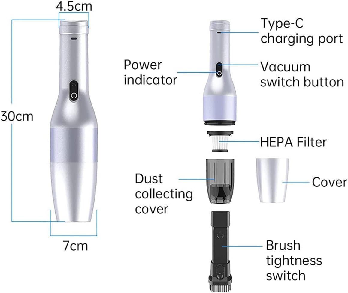 Car Vacuum Cleaner, 5000PA Portable Handheld Vacuums with Lighting Lights， High Power Cordless Car Vacuum for Home Car Office