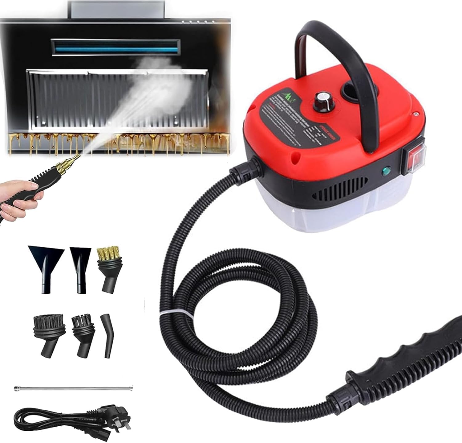 Versora Pro Car Steam Cleaner 2500w High-Temp Portable Machine, Handheld High-Temp Pressurized Steam Cleaner, Steamer for Home, Car Detailing (Red)