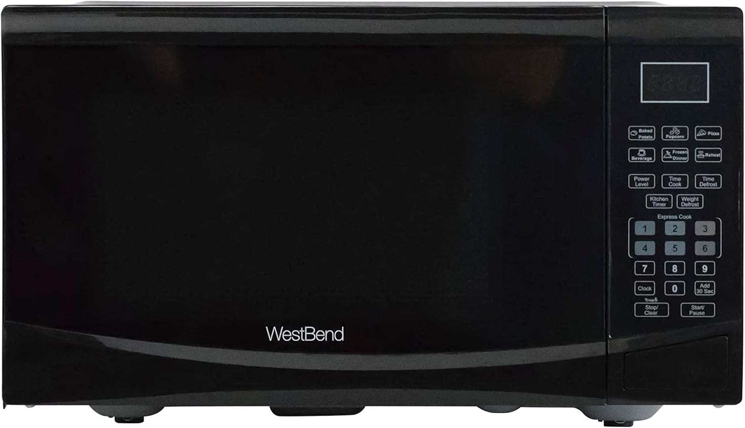 West Bend WBMW92B Microwave Oven 900-Watts Compact with 6 Pre Cooking Settings, Speed Defrost, Electronic Control Panel and Glass Turntable, Black