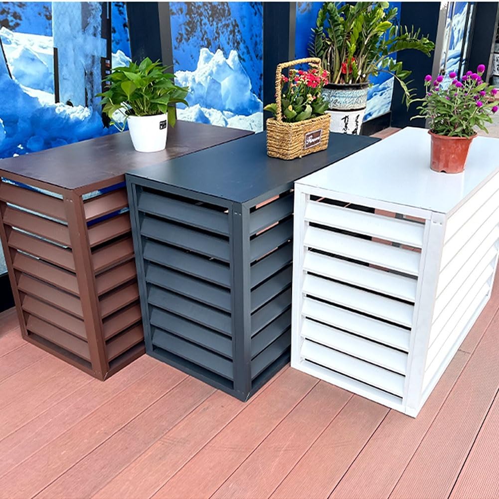 Air Conditioner Cover For Outside Unit Aluminum Air Conditioner Fence Screen Rack Air Conditioner Flower Stand For Garden Patio Waterproof Brown White Grey (Color : White, Size : 1