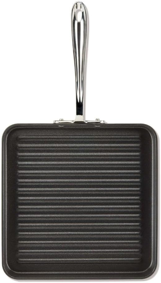 All-Clad HA1 Hard Anodized Nonstick Grill 11x11 Inch Oven Safe 350F Pots and Pans, Cookware Black