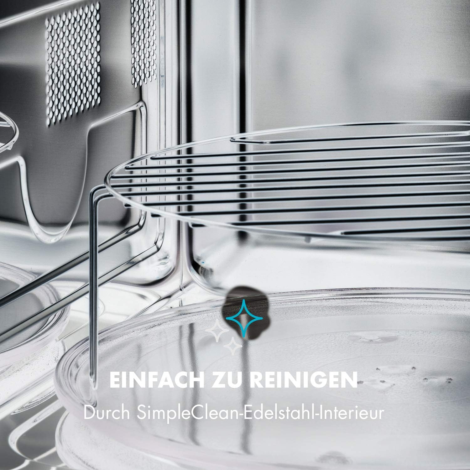 Klarstein Victoria 25 Built-in Microwave, Retro Design, 25L, 900W Microwave/1000W Grill Power, 2 Functions, Stainless Steel, Mounting Frame, Black