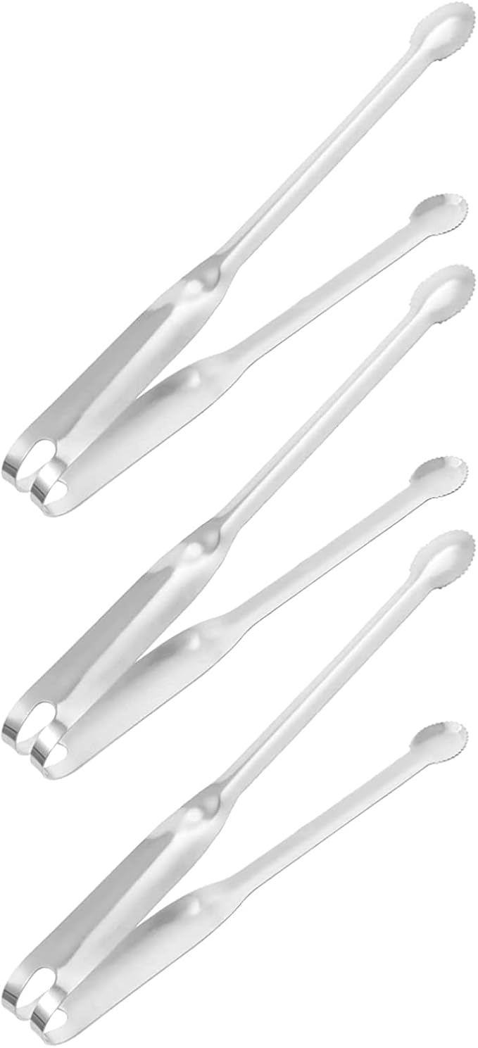 3 pcs Food Silver Cooking Fish Clamp Service Sushi for Steel Clamps Barbecue Buffet Tong Grill Grilling Frying Bread Supplies Kitchen Stainless Serving Salad and Bbq Inches